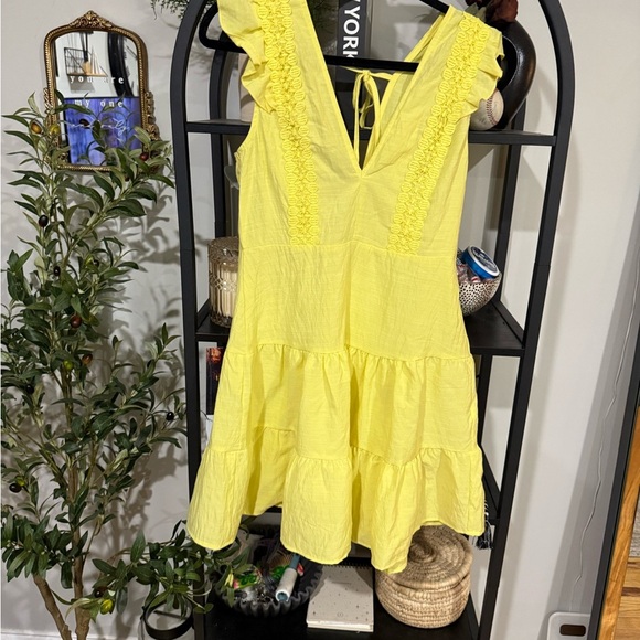double crazy Sunny Yellow Lace Mini Dress size large - Picture 2 of 8